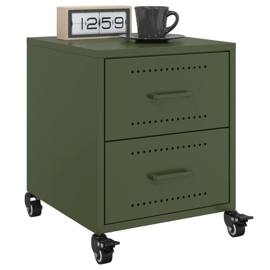 Bedside tables 2 pcs. Olive green 36x39x43.5 cm steel