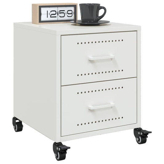 Tables de chevet 2 pcs. Blanc 36x39x43,5 cm en acier