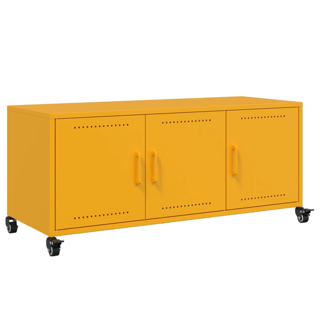 Meuble TV jaune moutarde 100,5x39x43,5 cm en acier