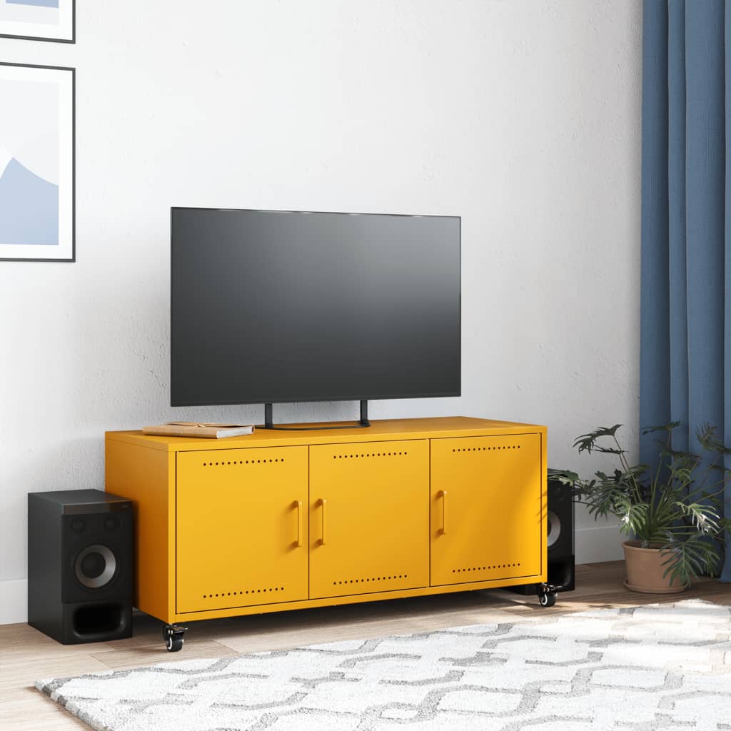 Meuble TV jaune moutarde 100,5x39x43,5 cm en acier