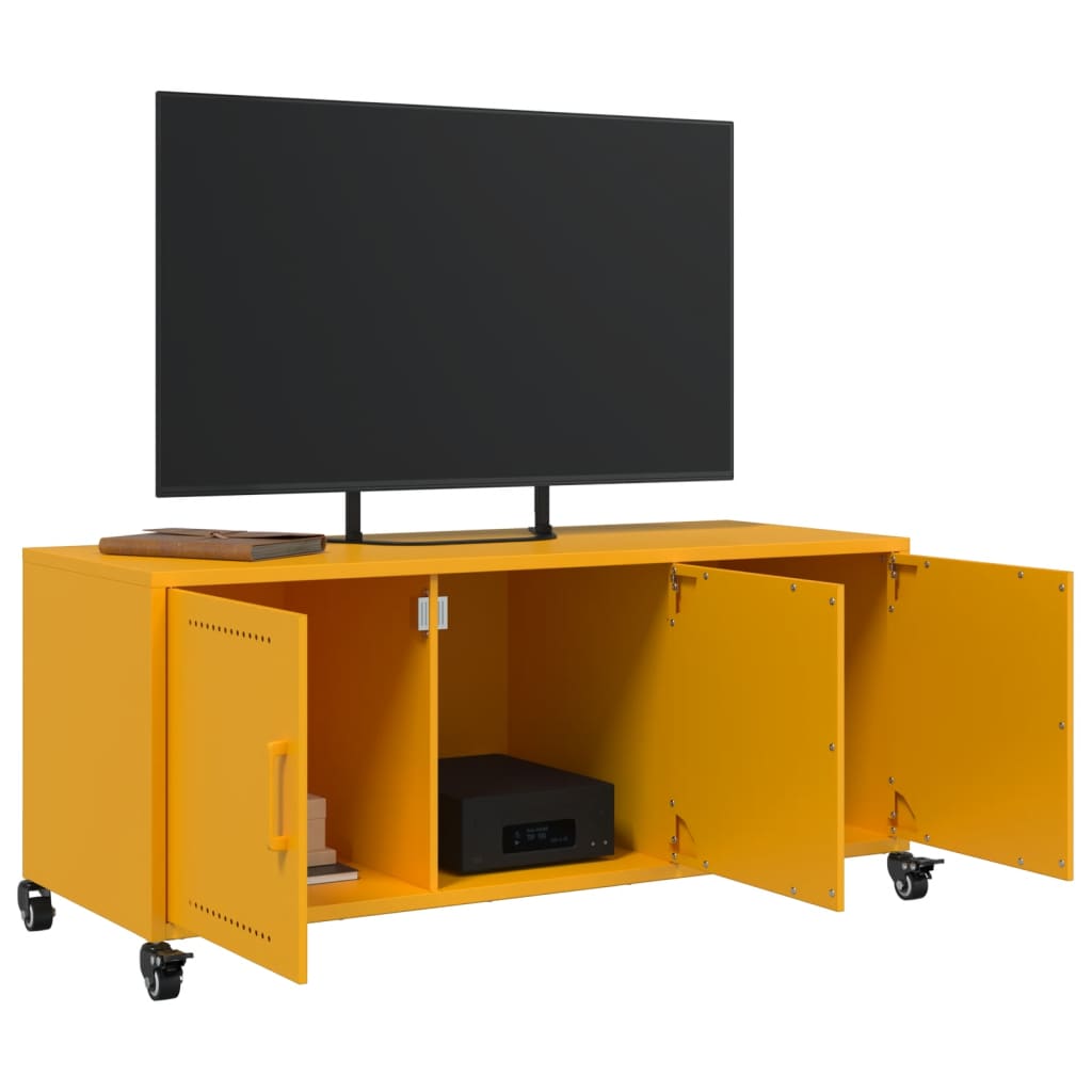 Meuble TV jaune moutarde 100,5x39x43,5 cm en acier