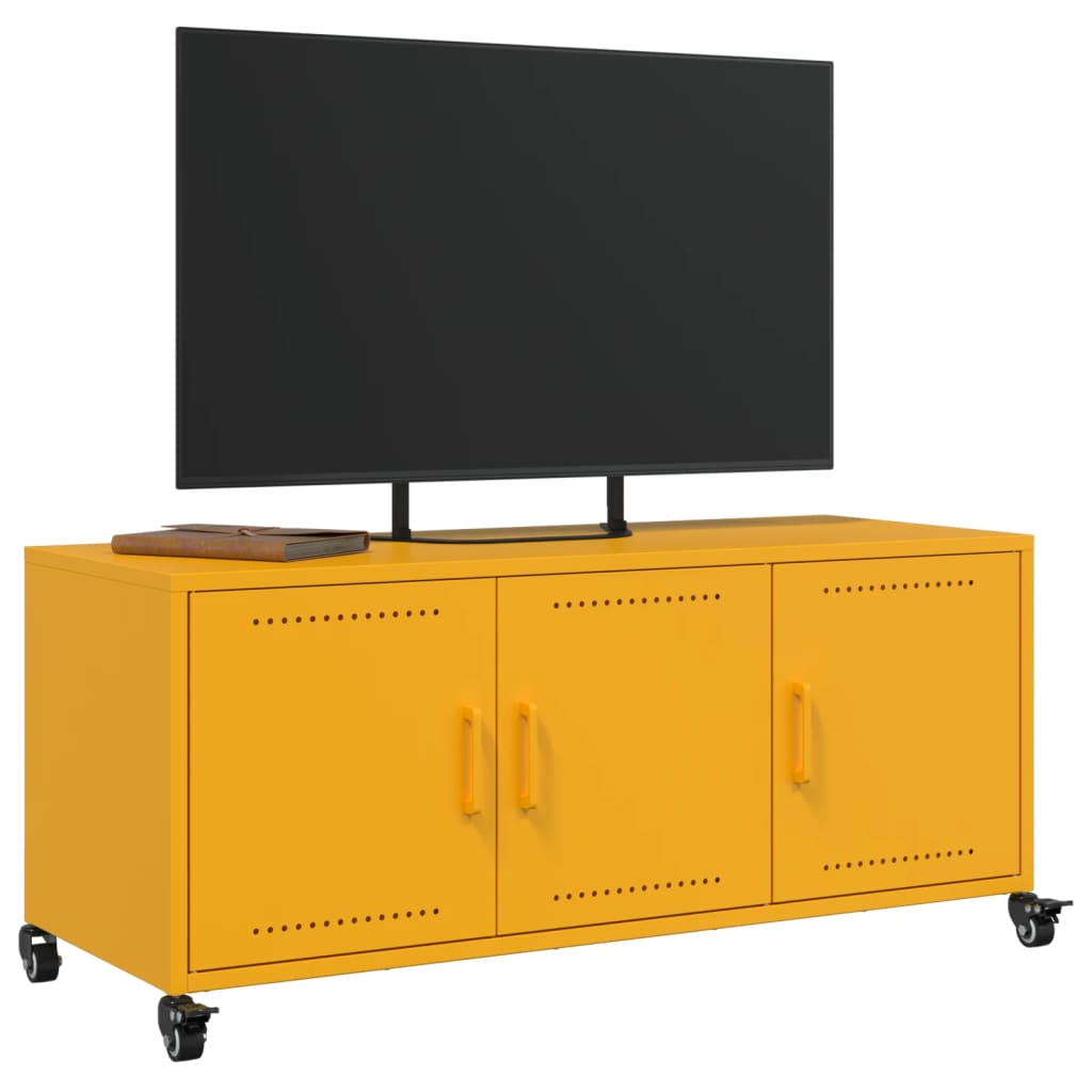 Meuble TV jaune moutarde 100,5x39x43,5 cm en acier