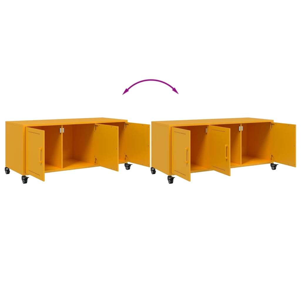 Meuble TV jaune moutarde 100,5x39x43,5 cm en acier