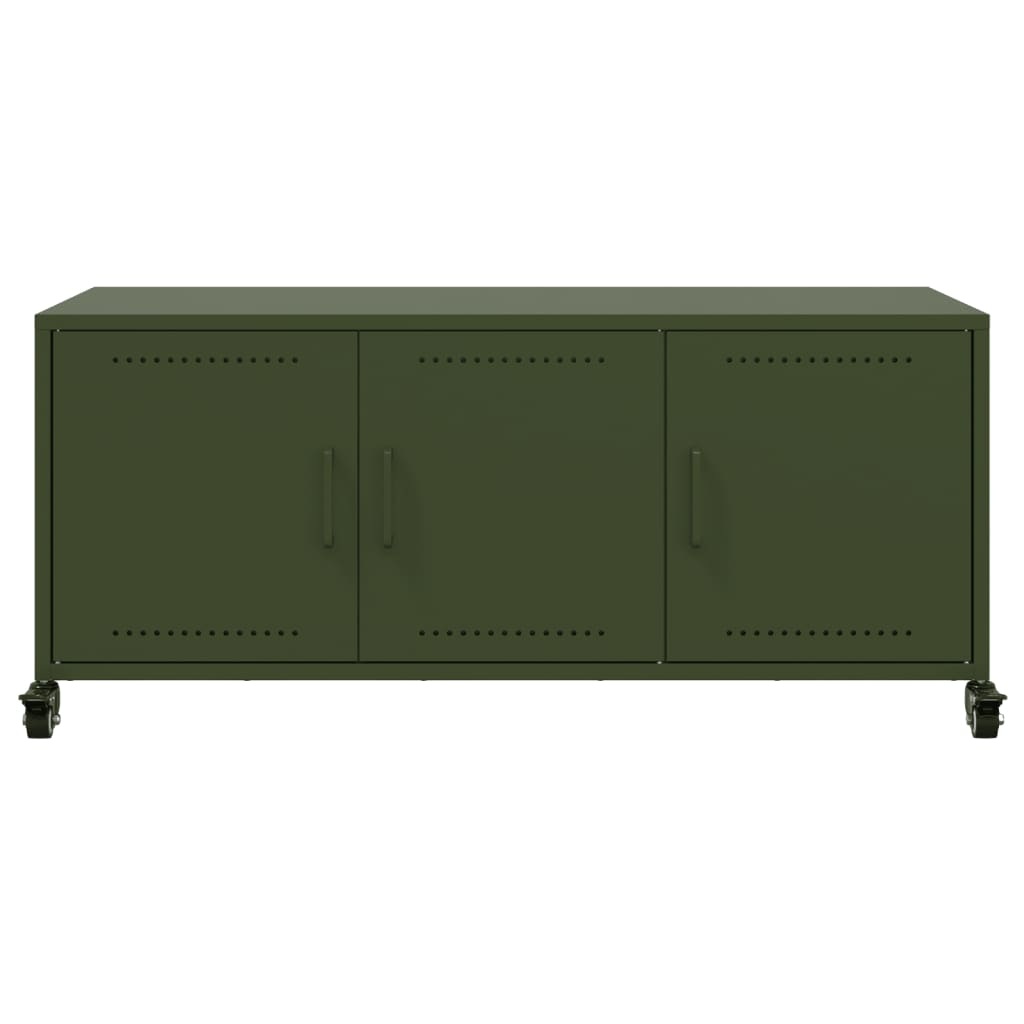 Meuble TV vert olive 100,5x39x43,5 cm en acier