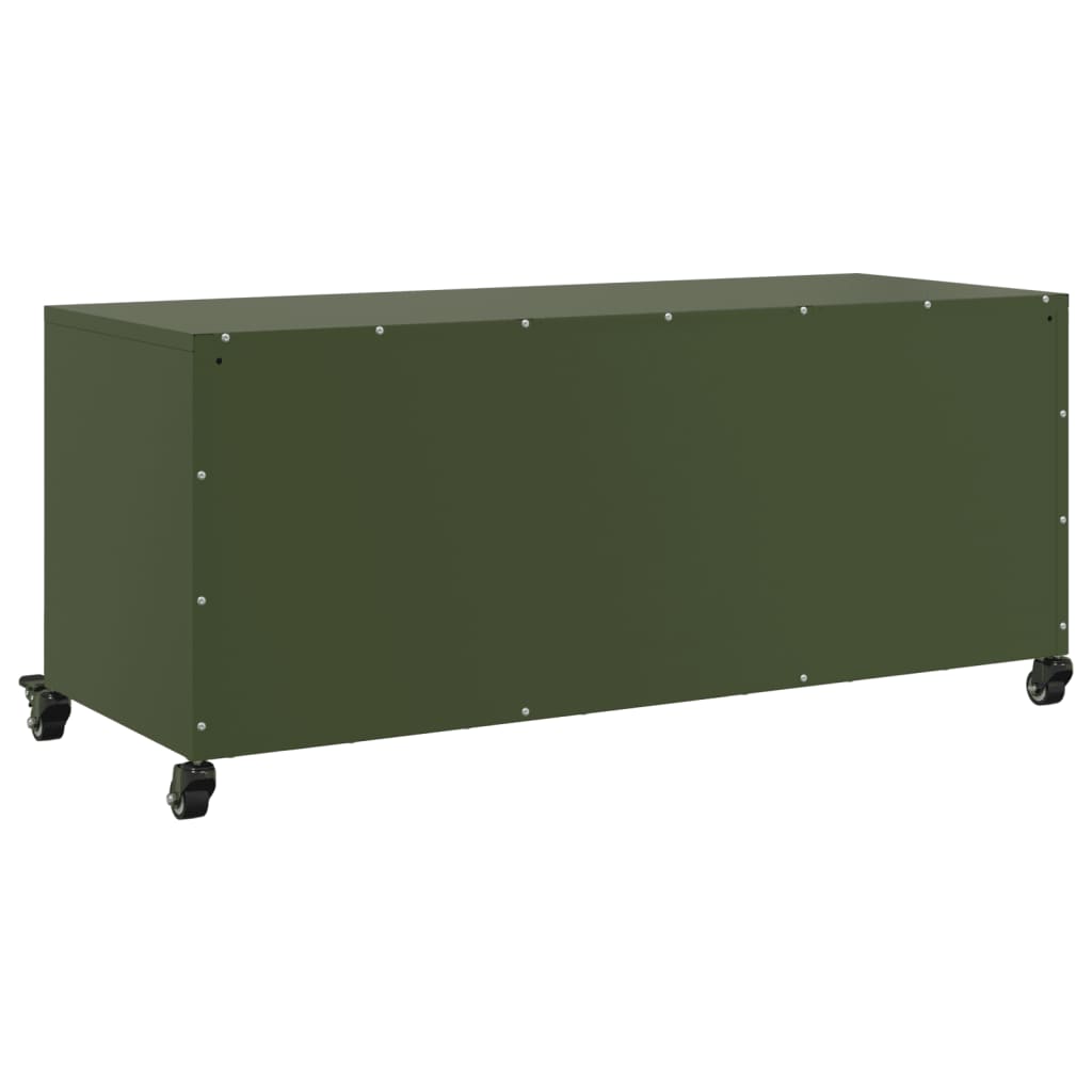 Meuble TV vert olive 100,5x39x43,5 cm en acier