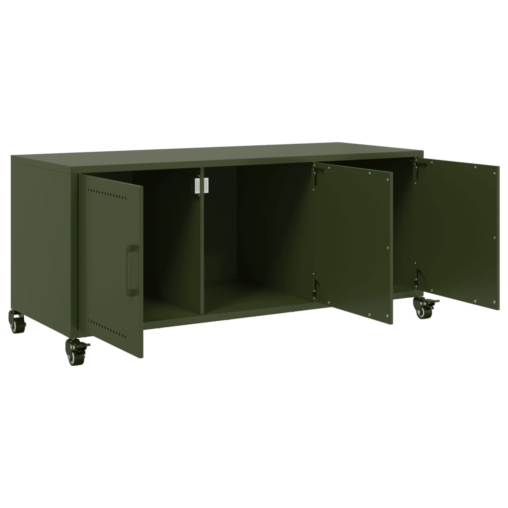 Meuble TV vert olive 100,5x39x43,5 cm en acier