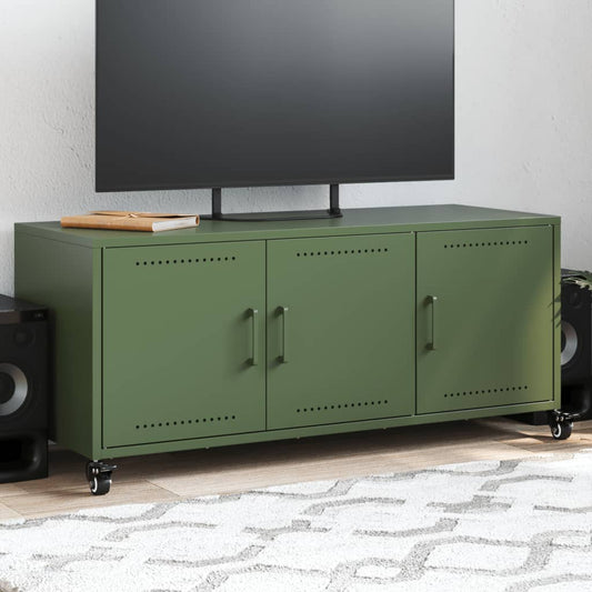 Meuble TV vert olive 100,5x39x43,5 cm en acier