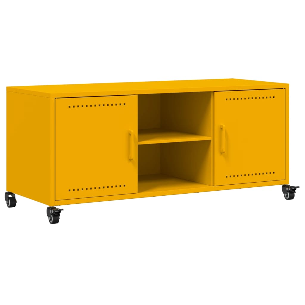 Meuble TV jaune moutarde 100,5x39x43,5 cm en acier