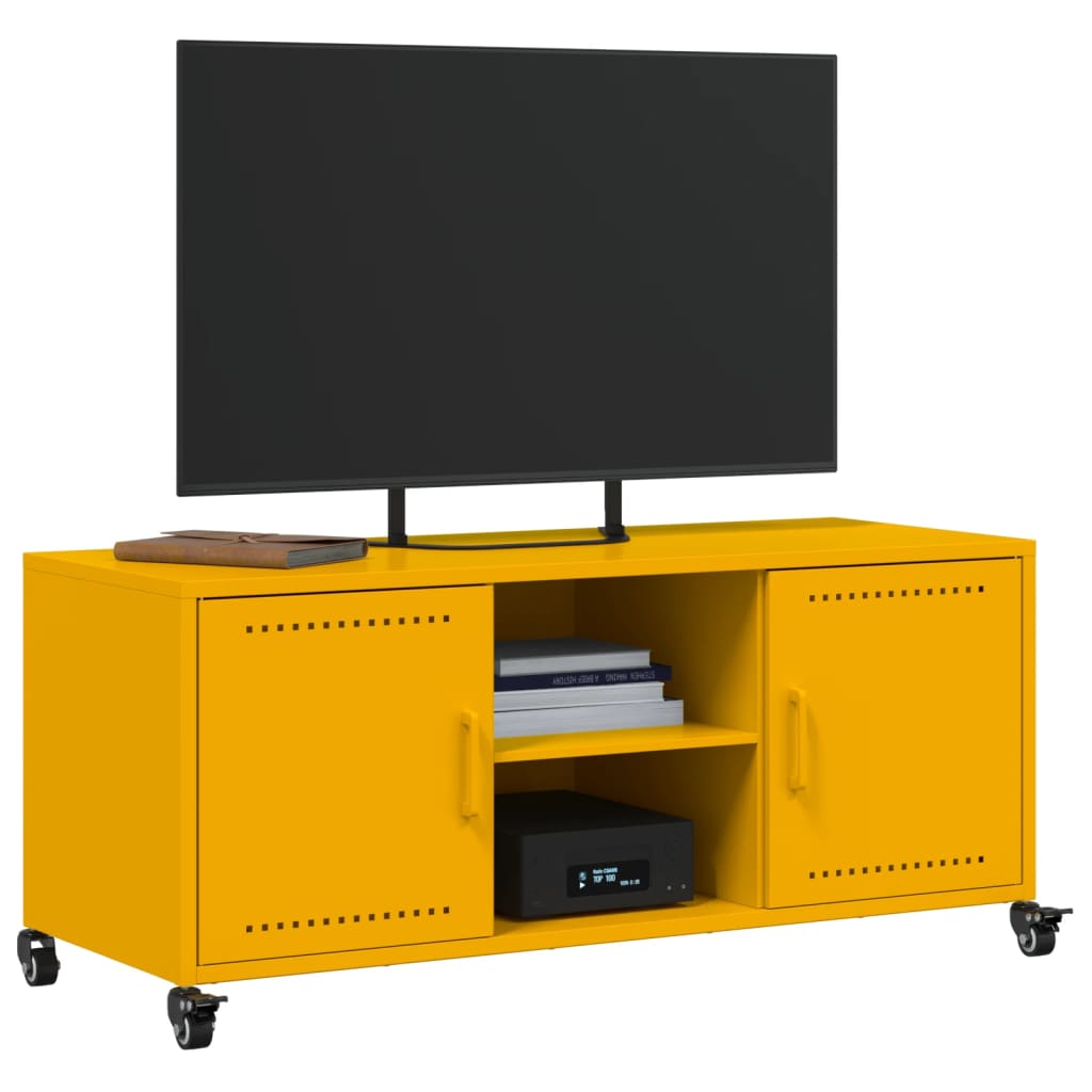 Meuble TV jaune moutarde 100,5x39x43,5 cm en acier