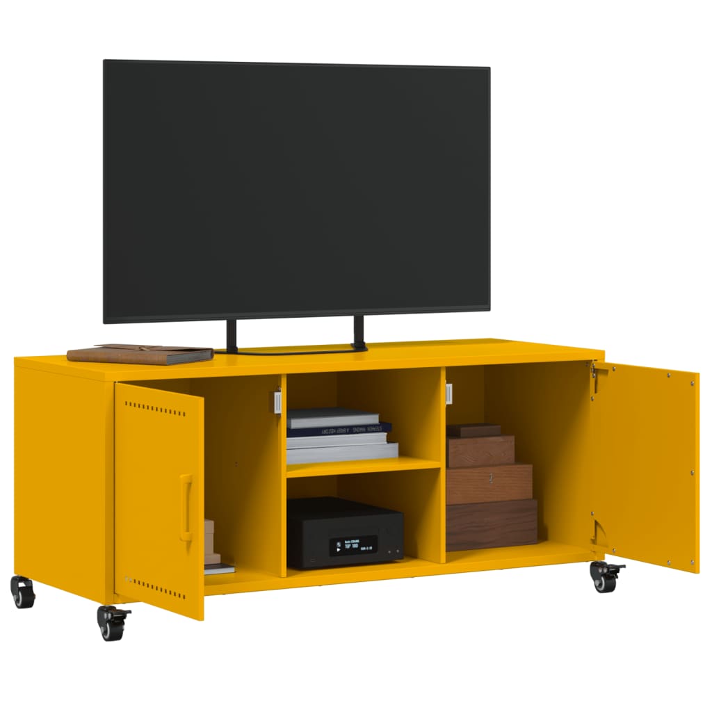 Meuble TV jaune moutarde 100,5x39x43,5 cm en acier