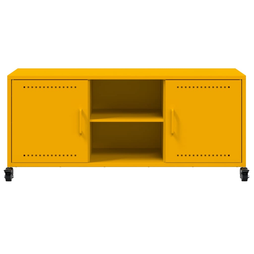 Meuble TV jaune moutarde 100,5x39x43,5 cm en acier