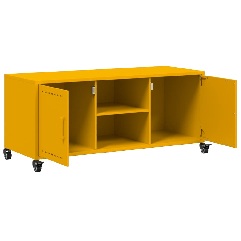 Meuble TV jaune moutarde 100,5x39x43,5 cm en acier