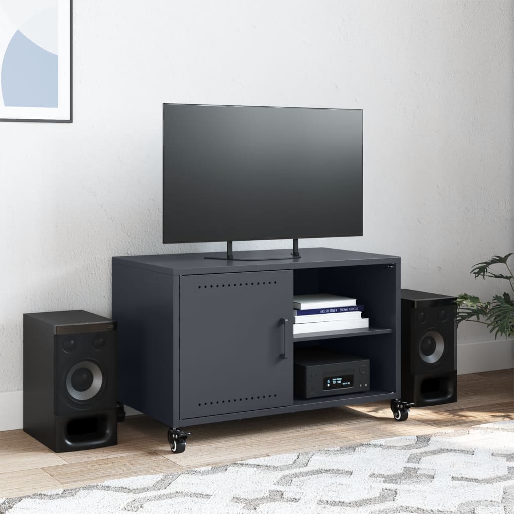 Meuble TV anthracite 68x39x43,5 cm en acier