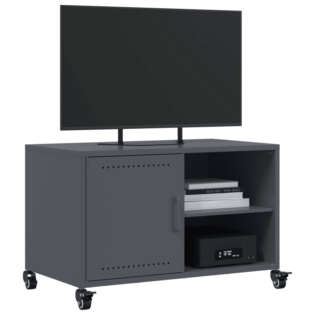 Meuble TV anthracite 68x39x43,5 cm en acier