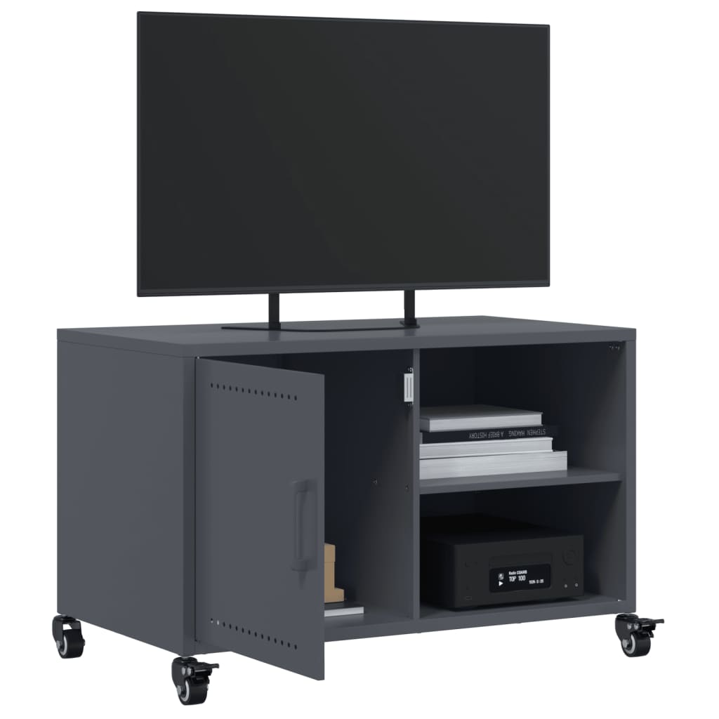 Meuble TV anthracite 68x39x43,5 cm en acier