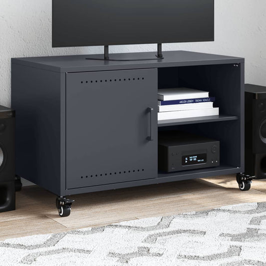 Meuble TV anthracite 68x39x43,5 cm en acier