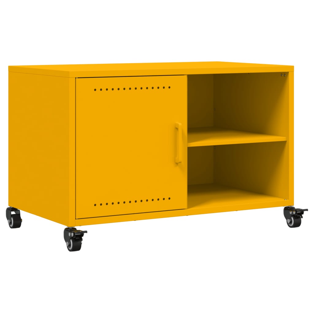 Meuble TV jaune moutarde 68x39x43,5 cm en acier
