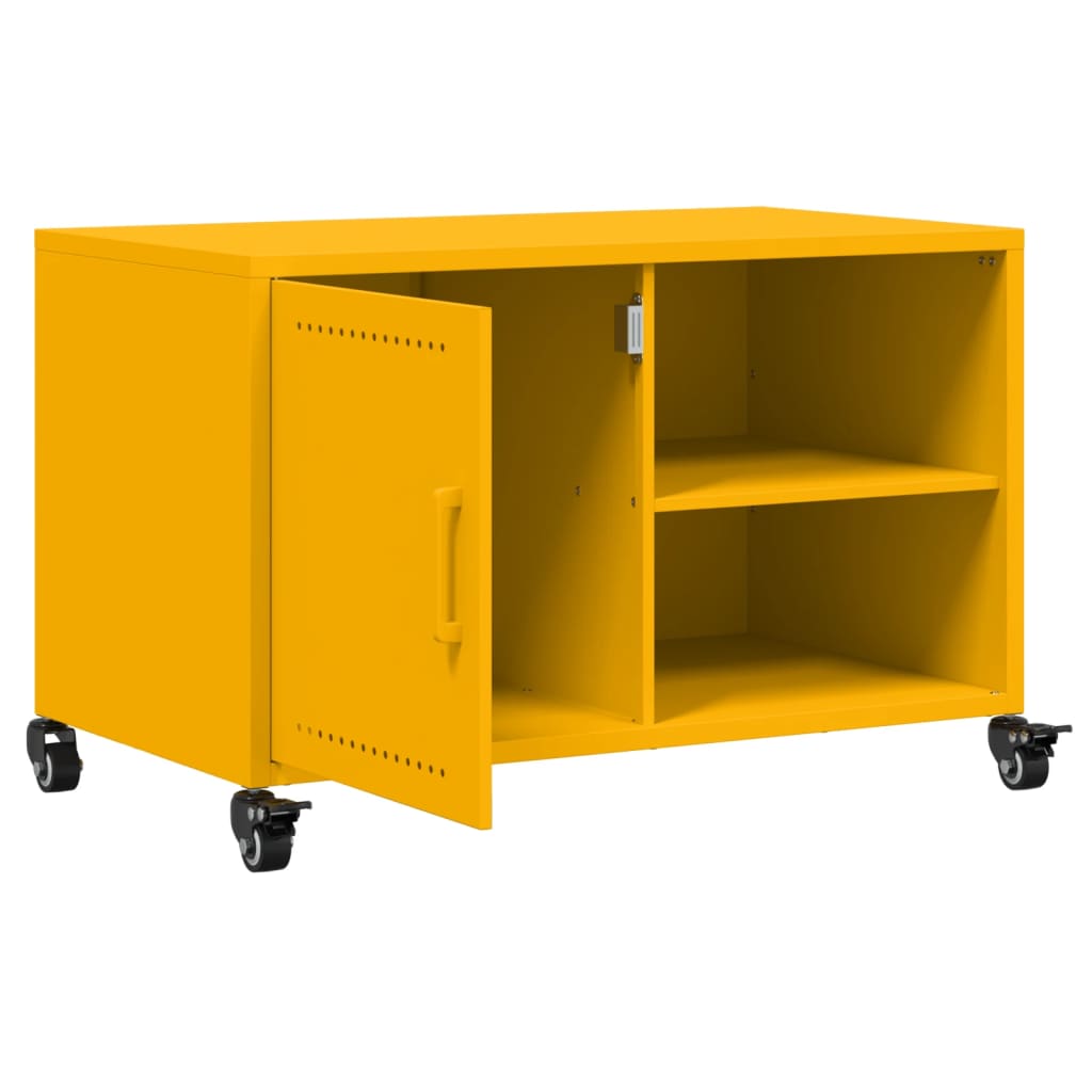 Meuble TV jaune moutarde 68x39x43,5 cm en acier