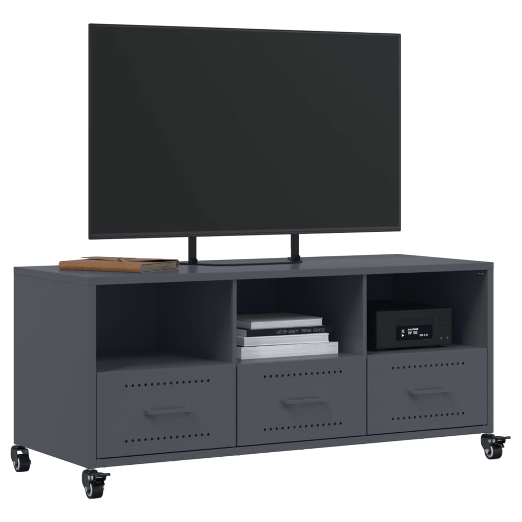 Meuble TV anthracite 100,5x39x43,5 cm acier