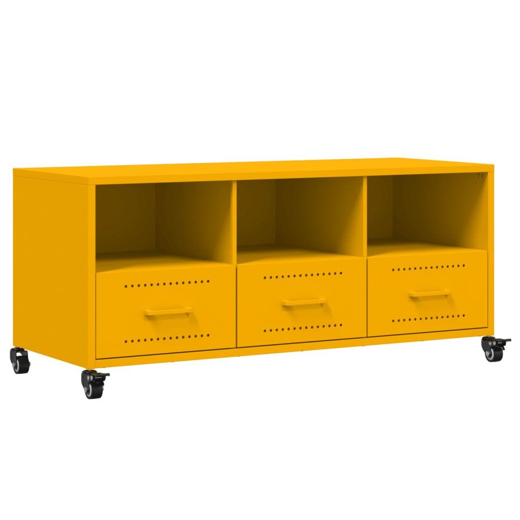 Meuble TV jaune moutarde 100,5x39x43,5 cm en acier