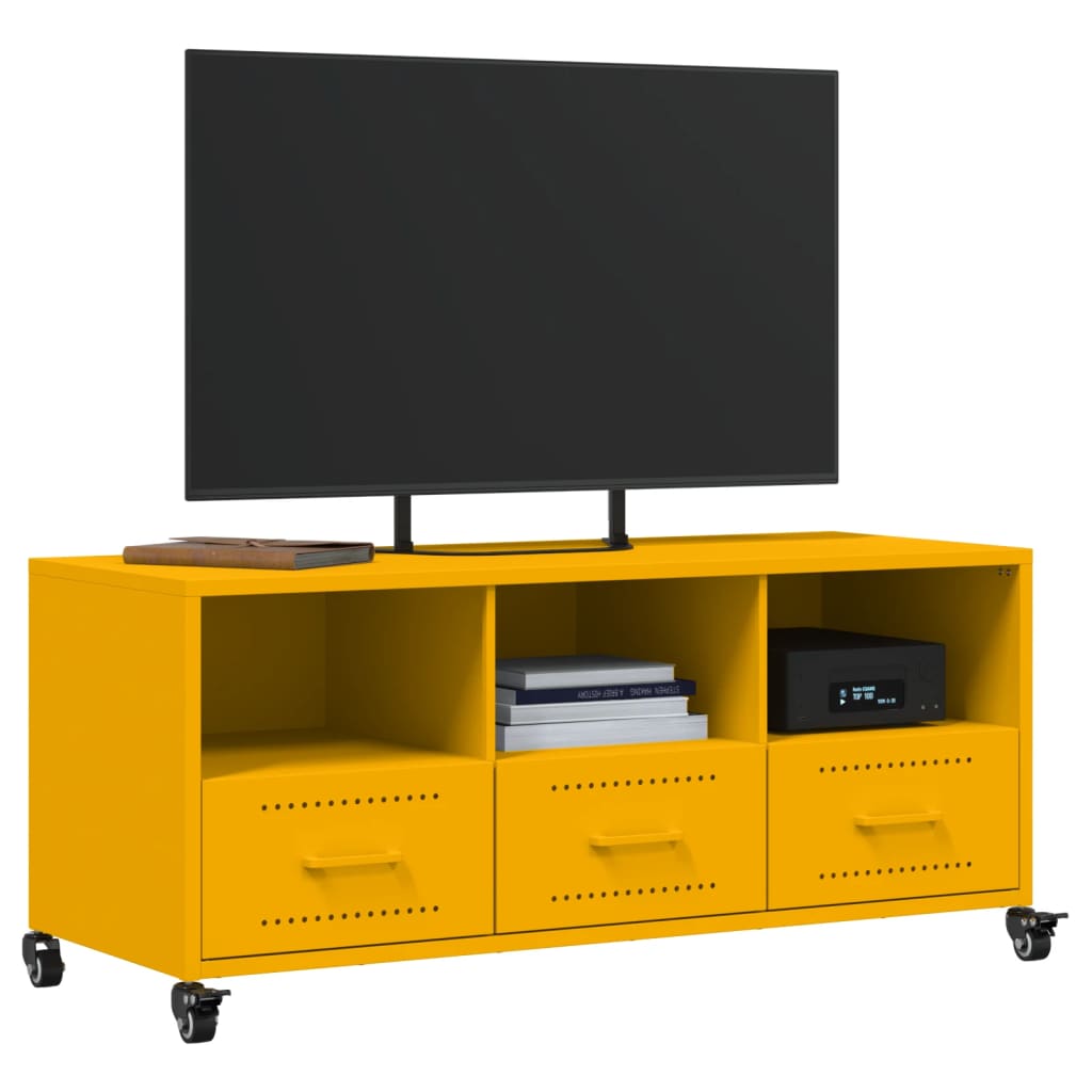 Meuble TV jaune moutarde 100,5x39x43,5 cm en acier