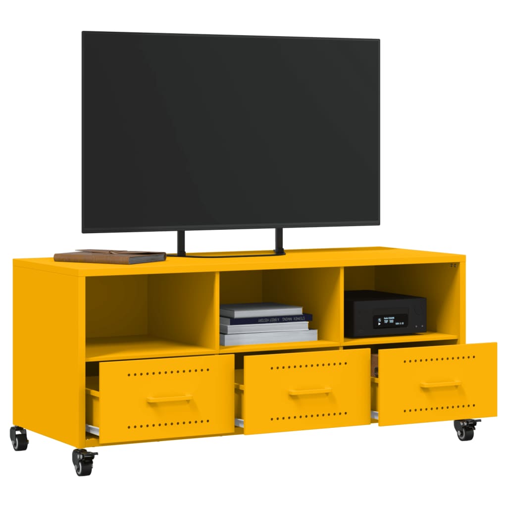 Meuble TV jaune moutarde 100,5x39x43,5 cm en acier