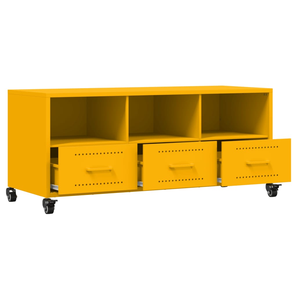 Meuble TV jaune moutarde 100,5x39x43,5 cm en acier