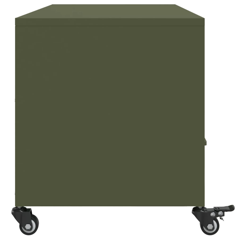 Meuble TV vert olive 100,5x39x43,5 cm en acier
