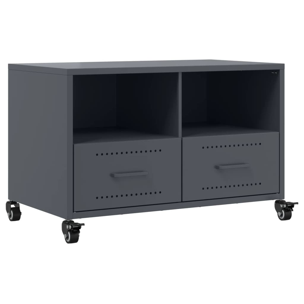 Meuble TV anthracite 68x39x43,5 cm en acier