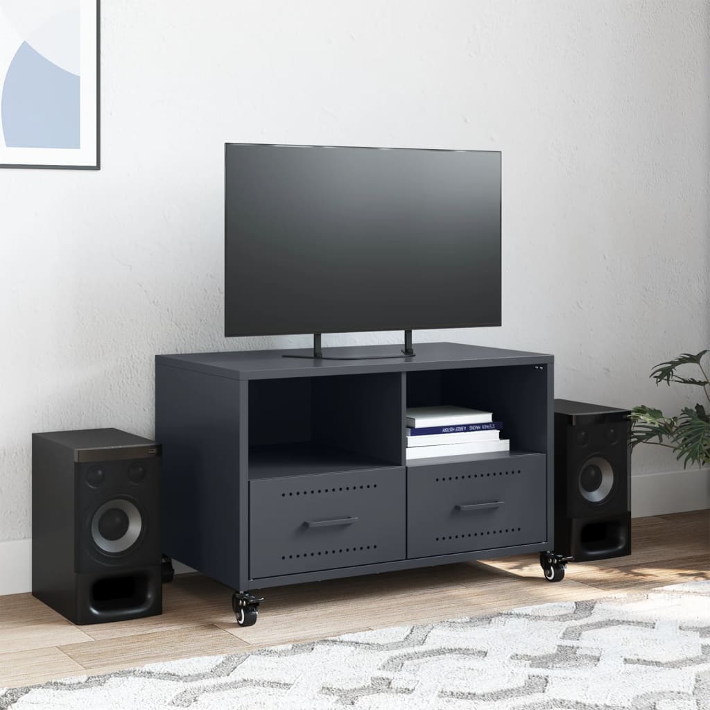 Meuble TV anthracite 68x39x43,5 cm en acier