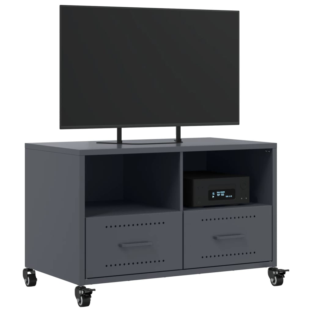 Meuble TV anthracite 68x39x43,5 cm en acier