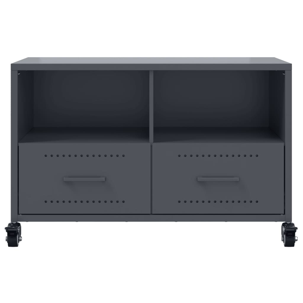 Meuble TV anthracite 68x39x43,5 cm en acier