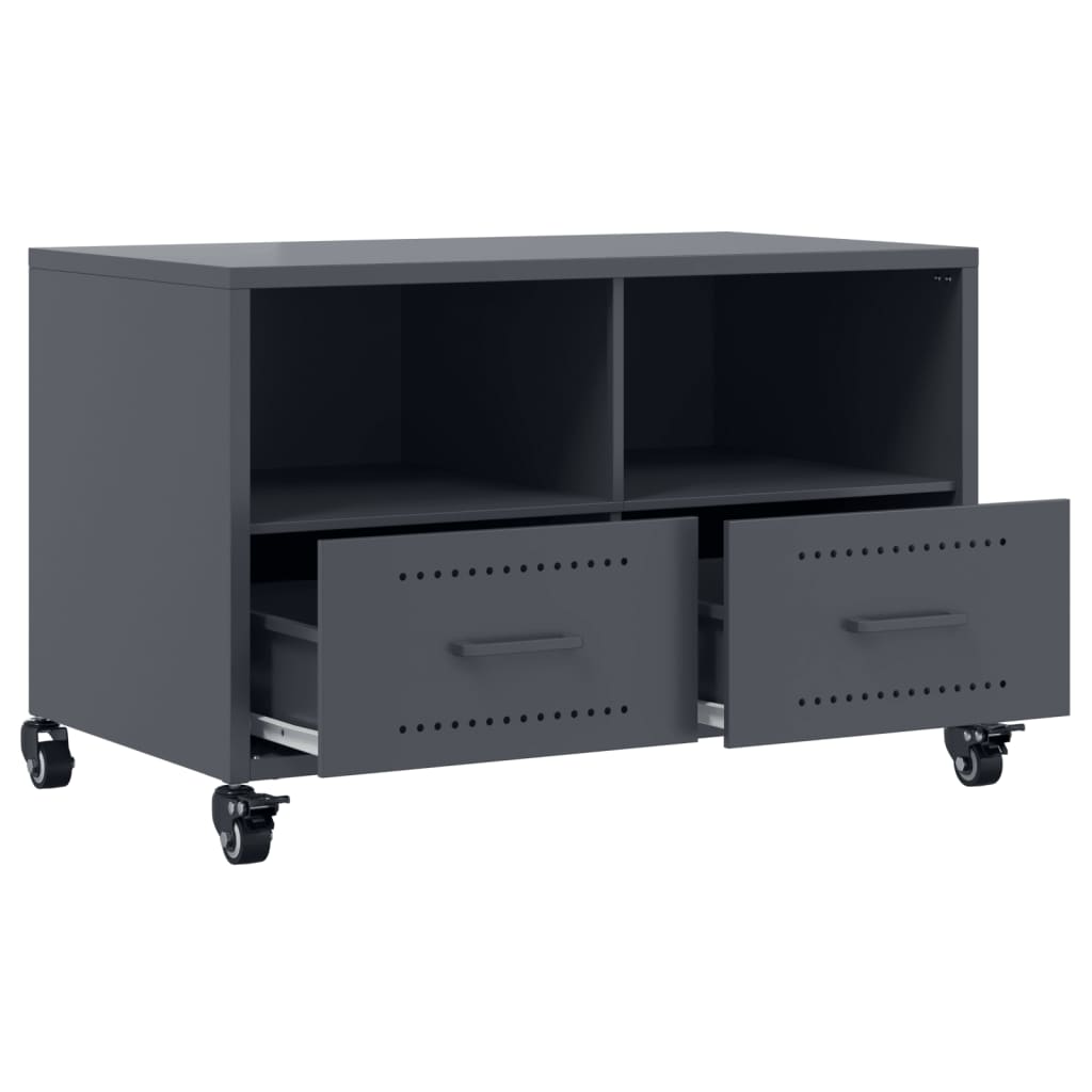 Meuble TV anthracite 68x39x43,5 cm en acier