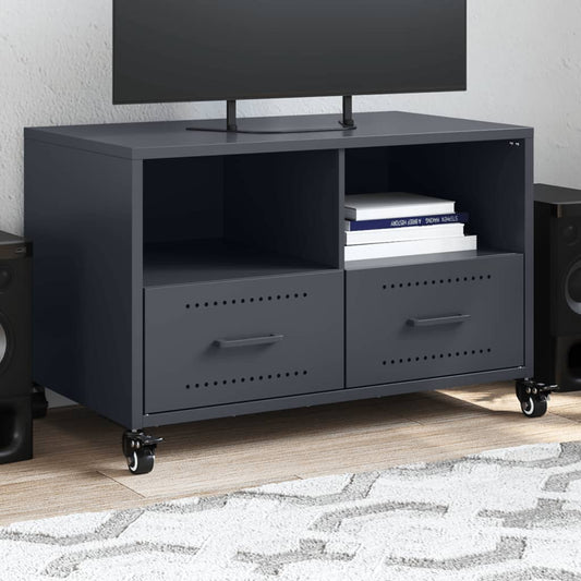 Meuble TV anthracite 68x39x43,5 cm en acier