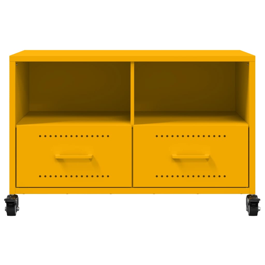 Meuble TV jaune moutarde 68x39x43,5 cm en acier