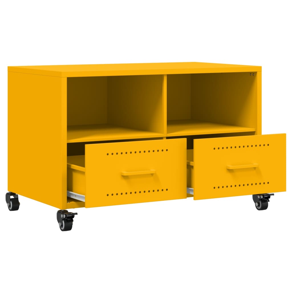 Meuble TV jaune moutarde 68x39x43,5 cm en acier