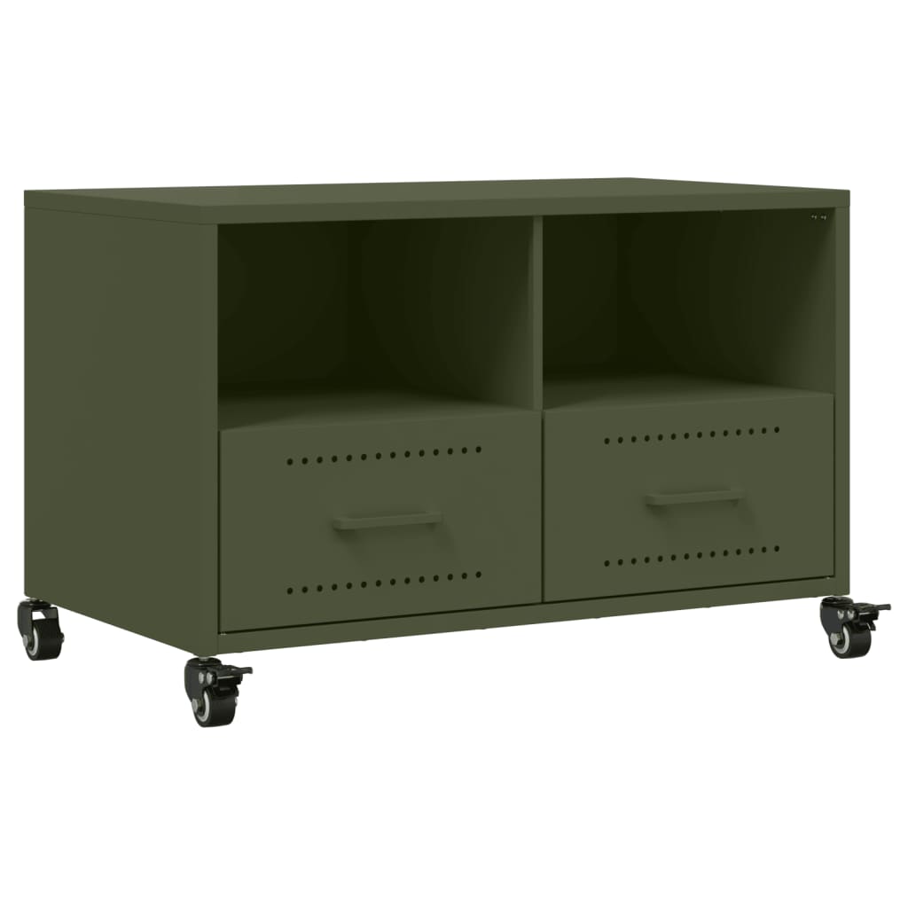 Meuble TV vert olive 68x39x43,5 cm en acier