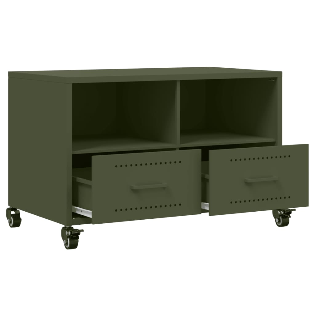Meuble TV vert olive 68x39x43,5 cm en acier