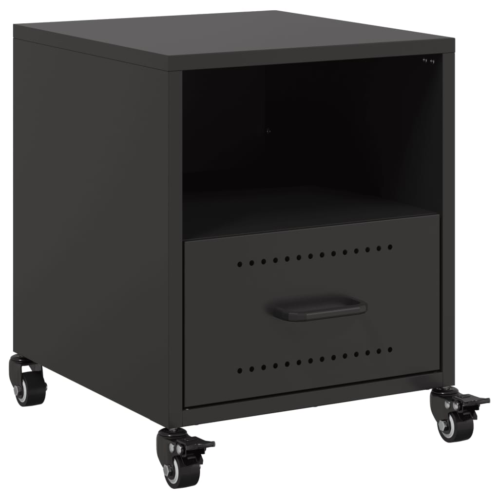 Bedside Table Black 36x39x43.5 cm Steel