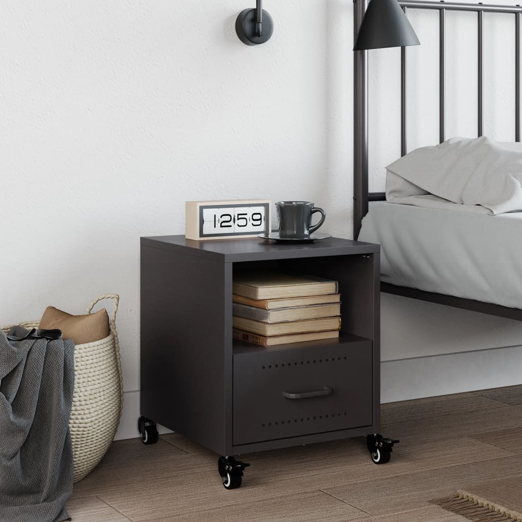 Bedside Table Black 36x39x43.5 cm Steel