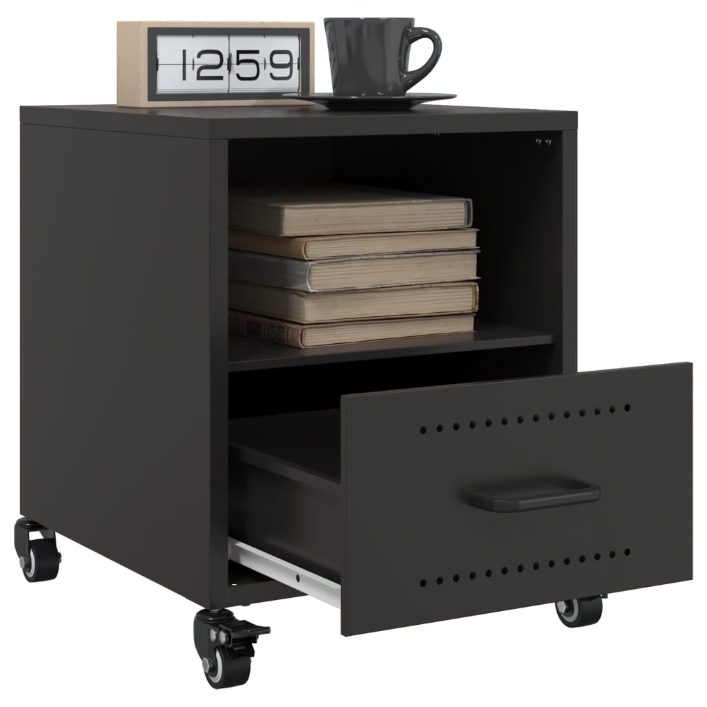 Bedside Table Black 36x39x43.5 cm Steel