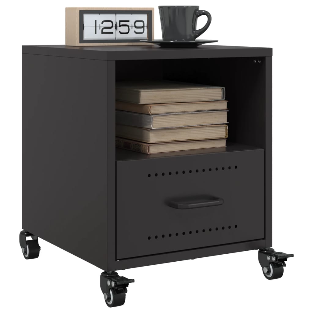 Bedside Table Black 36x39x43.5 cm Steel