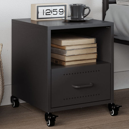 Bedside Table Black 36x39x43.5 cm Steel
