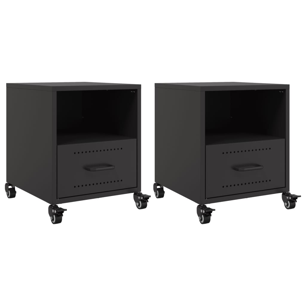 Tables de chevet 2 pcs. Noir 36x39x43,5 cm en acier