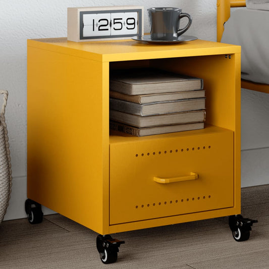 Bedside table mustard yellow 36x39x43.5 cm steel