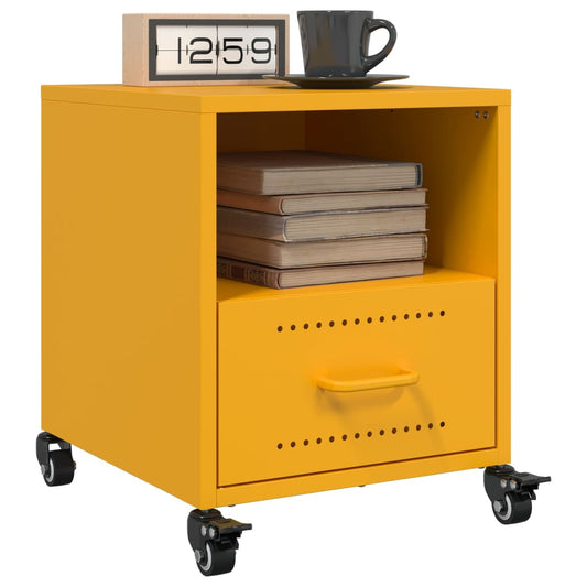 Tables de chevet 2 pcs. Jaune moutarde 36x39x43,5 cm en acier