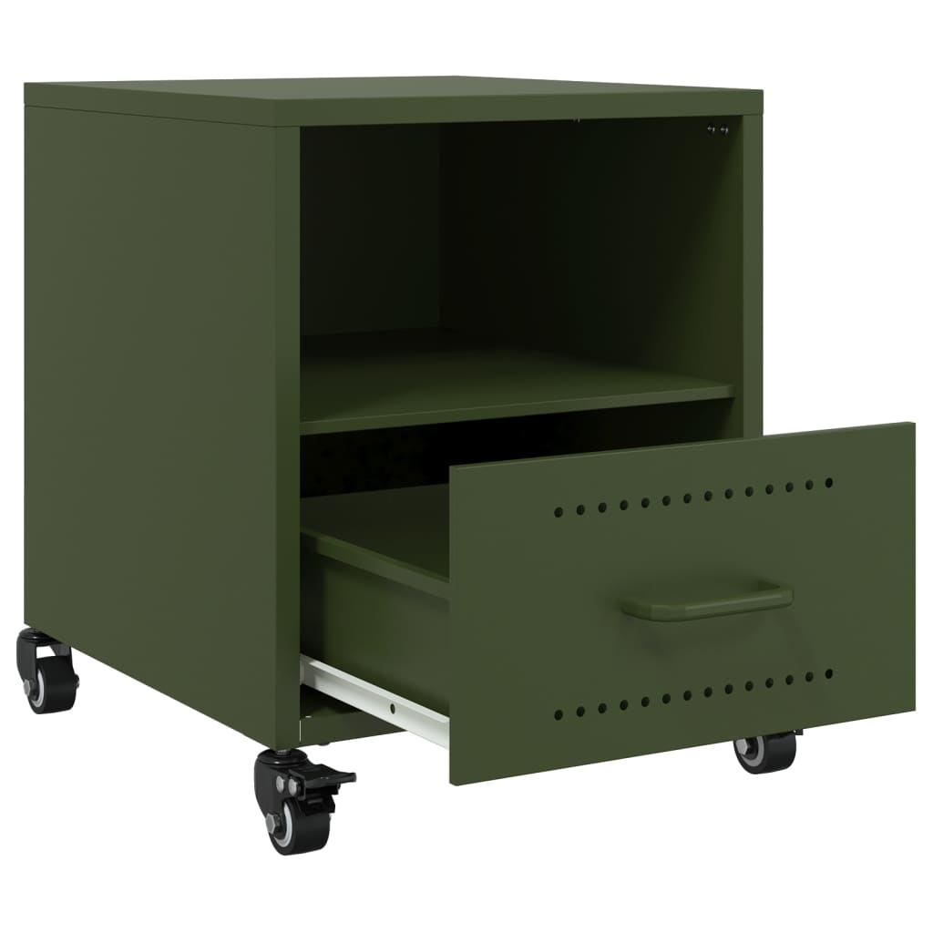 Bedside tables 2 pcs. Olive green 36x39x43.5 cm steel