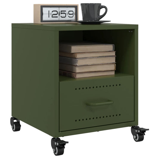 Bedside tables 2 pcs. Olive green 36x39x43.5 cm steel