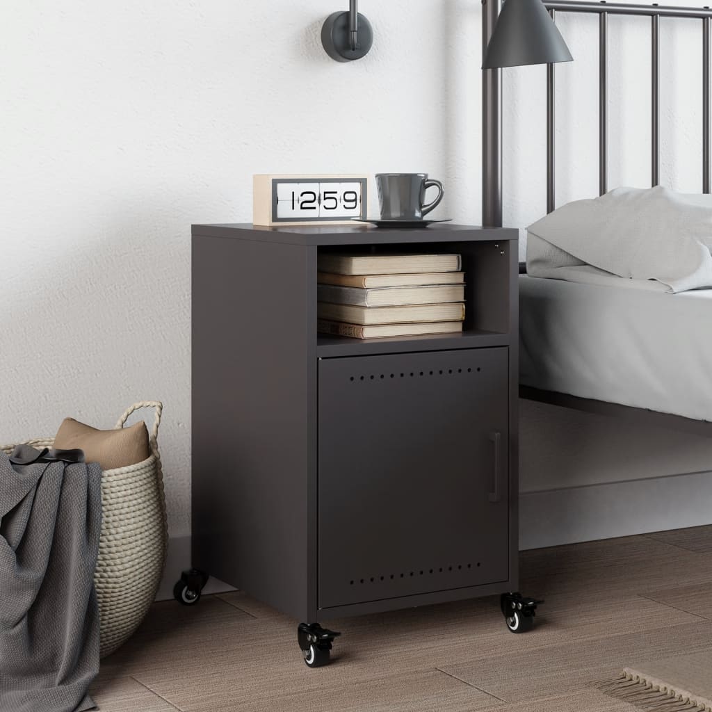 Bedside Table Black 36x39x59 cm Steel