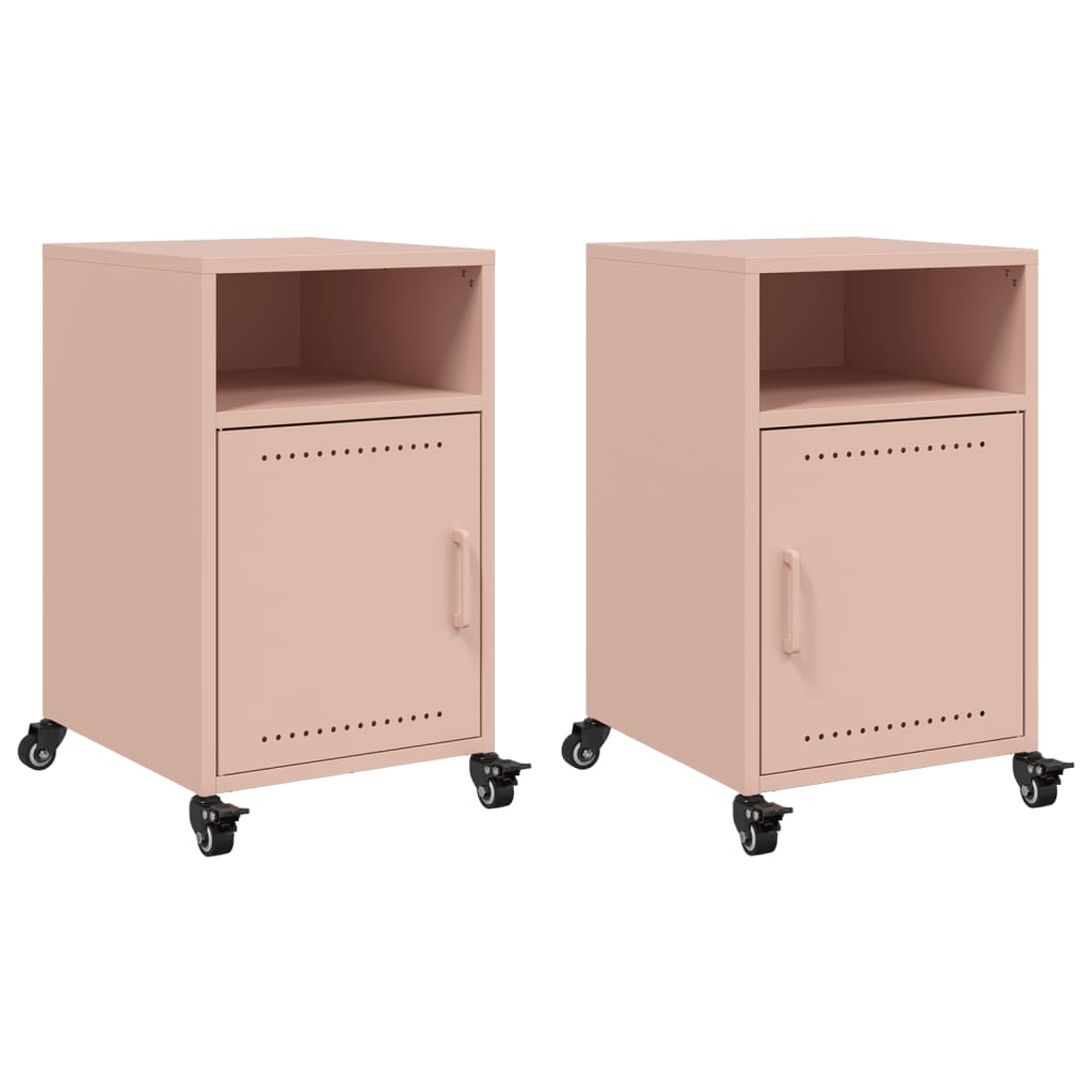 Tables de chevet 2 pcs. Rose 36x39x59 cm en acier